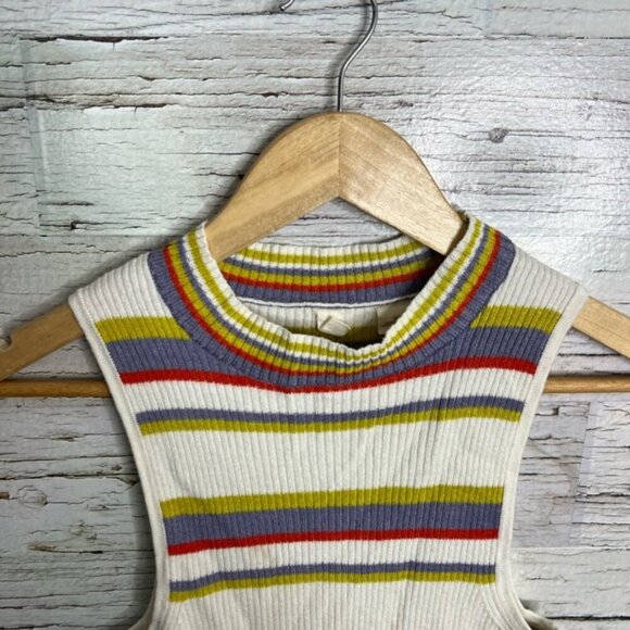 Anthropologie moth striped crop top white yellow size medium - Picture 3 of 8